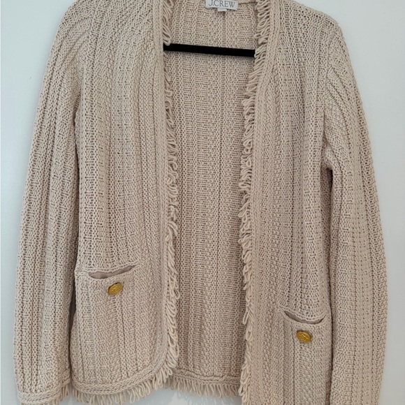J. Crew Sweaters - J. Crew Cream Knit Cardigan with Fringe